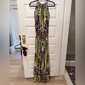 black halter floor length dress Black Halter Gown with Long Full Leg Slit Large / Black